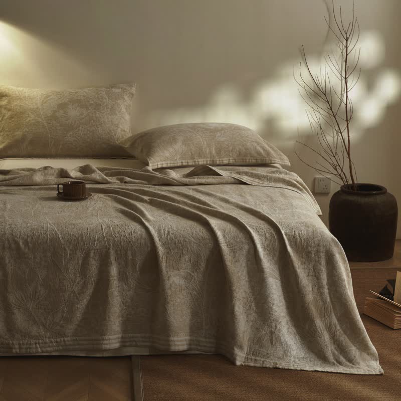 Ownkoti Artistic Vintage Leaf Cotton Gauze Quilt - image 1