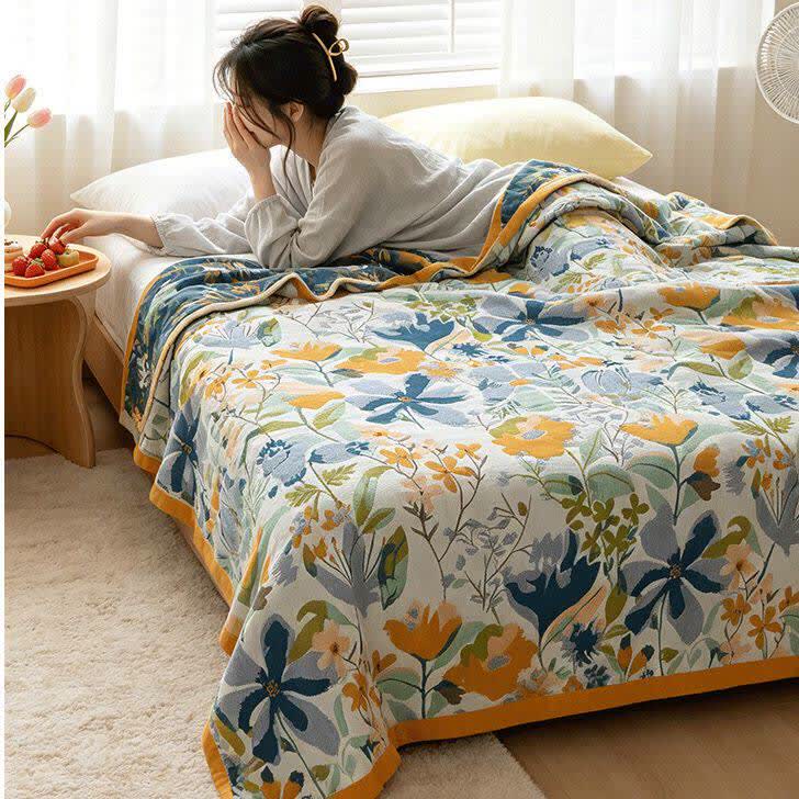 Ownkoti Bright Floral Cotton Gauze Quilt Blanket - image 4