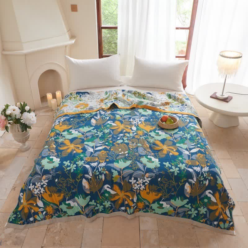 Ownkoti Bright Floral Cotton Gauze Quilt Blanket - image 1