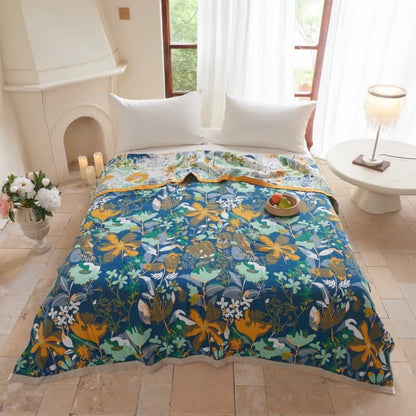 Ownkoti Bright Floral Cotton Gauze Quilt Blanket - image 1
