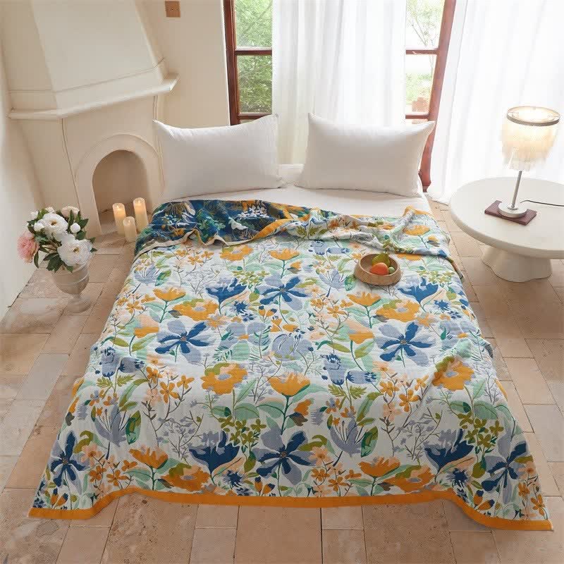 Ownkoti Bright Floral Cotton Gauze Quilt Blanket - King - image 0