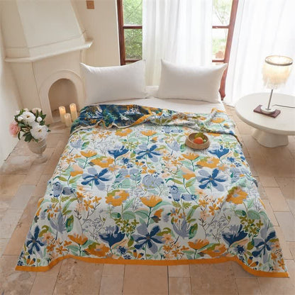 Ownkoti Bright Floral Cotton Gauze Quilt Blanket - King - image 0