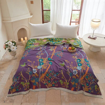 Ownkoti Garden Floral Cotton Gauze Quilt Blanket - King - image 0
