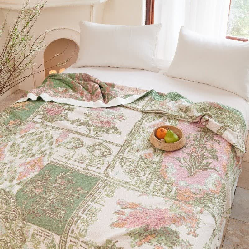 Ownkoti Floral Patchwork Cotton Gauze Quilt Blanket - image 3
