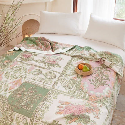 Ownkoti Floral Patchwork Cotton Gauze Quilt Blanket - image 3