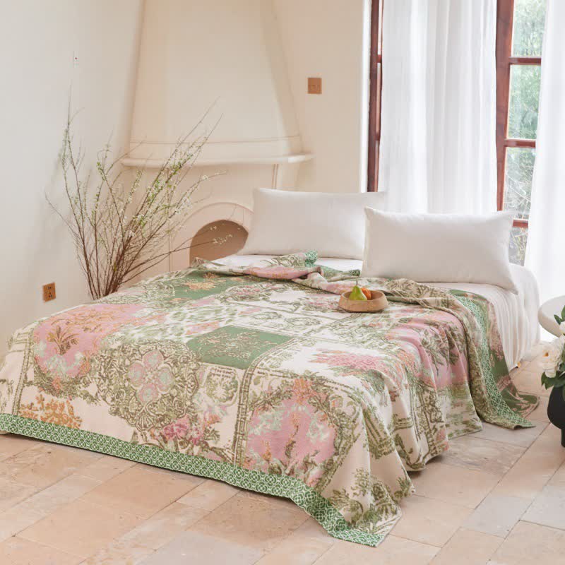 Ownkoti Floral Patchwork Cotton Gauze Quilt Blanket - image 2