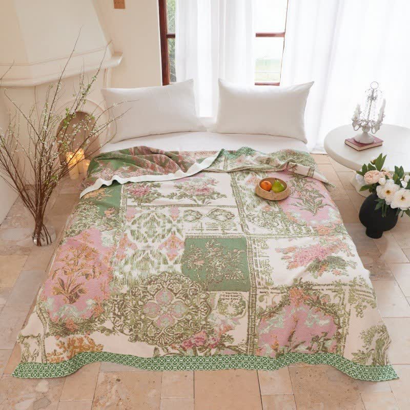 Ownkoti Floral Patchwork Cotton Gauze Quilt Blanket - image 1