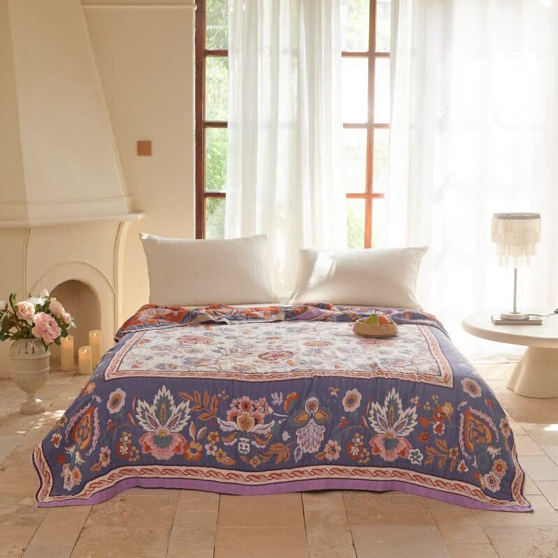 Ownkoti Bohemian Border Floral Cotton Quilt Blanket - image 1