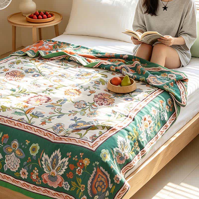 Ownkoti Bohemian Border Floral Cotton Quilt Blanket - image 5