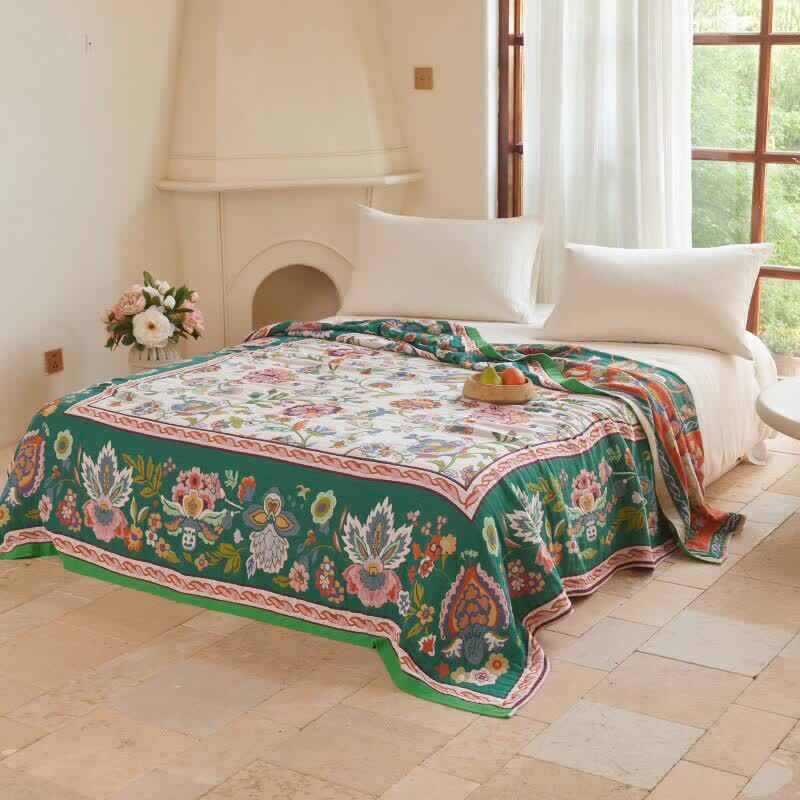 Ownkoti Bohemian Border Floral Cotton Quilt Blanket - image 4