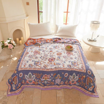 Ownkoti Bohemian Border Floral Cotton Quilt Blanket - King - Purple - image 0