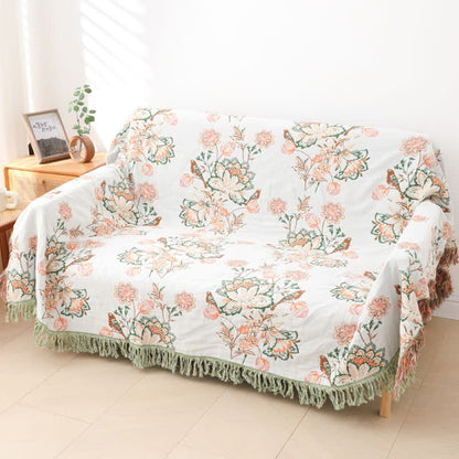 Ownkoti Tassel Reversible Floral Cotton Quilt Blanket - image 11