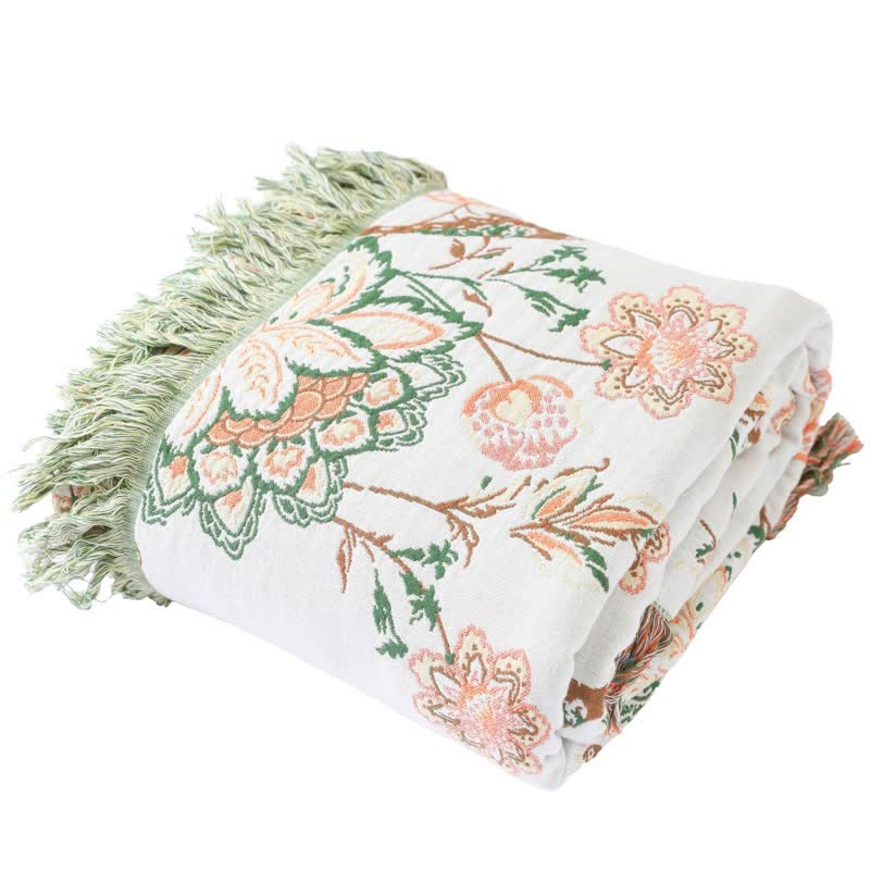 Ownkoti Tassel Reversible Floral Cotton Quilt Blanket - image 10