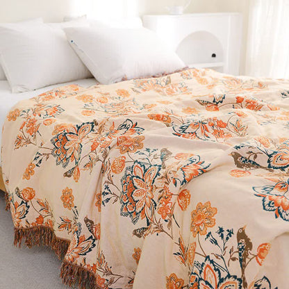 Ownkoti Tassel Reversible Floral Cotton Quilt Blanket - image 5