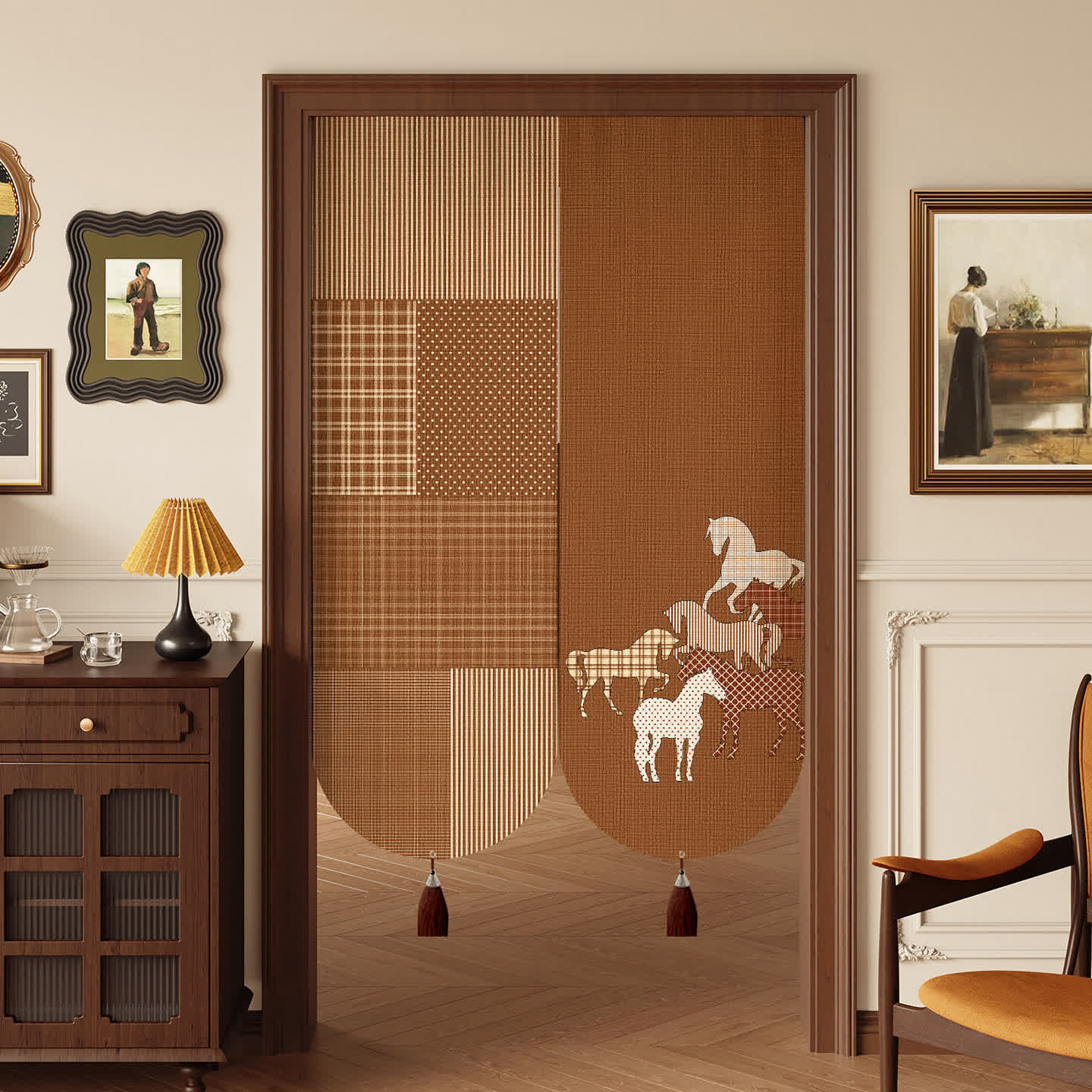 Ownkoti Vintage Equestrian Room Divider Door Curtain - 39"W x 55"L - image 0