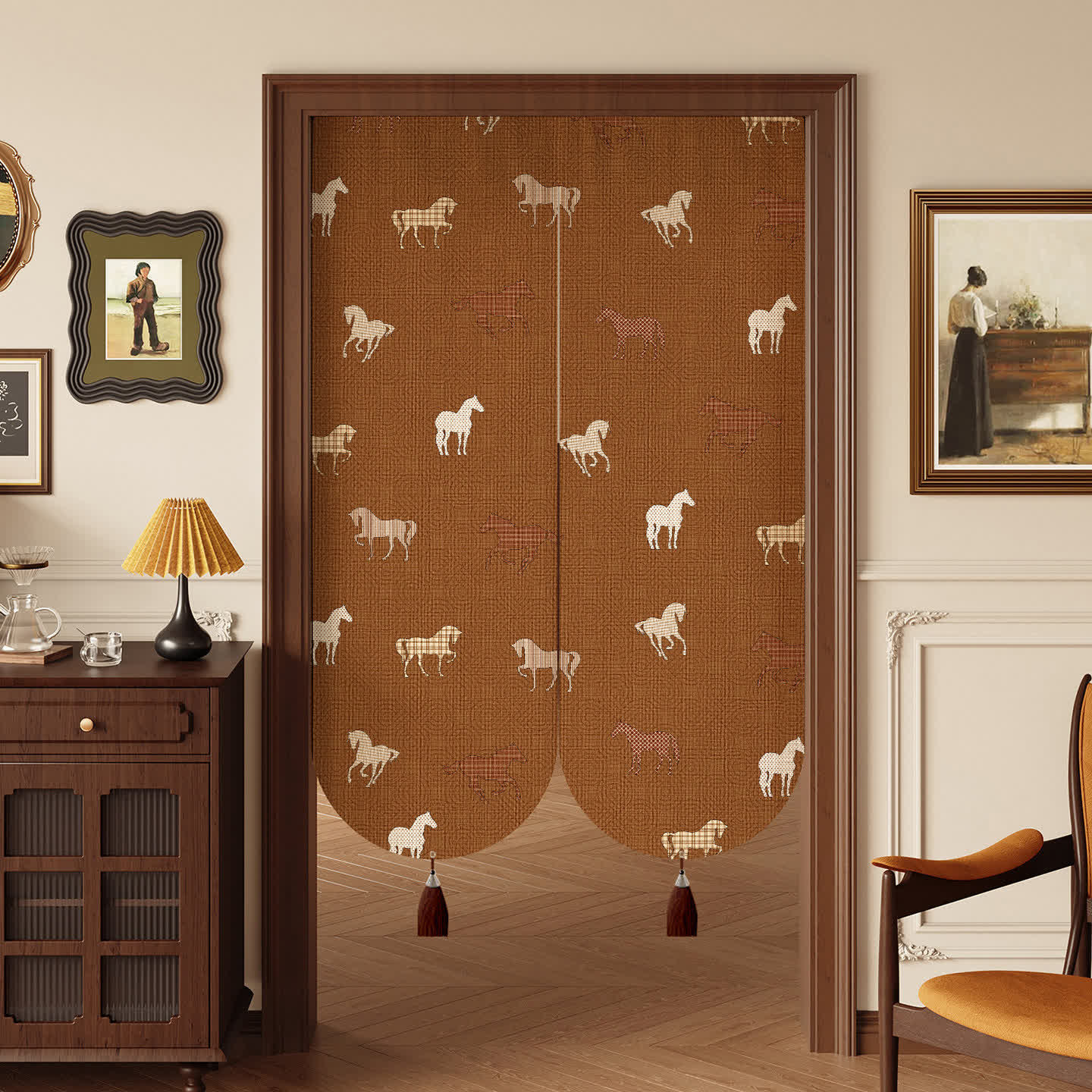 Ownkoti Brown Equestrian Room Divider Door Curtain - 39"W x 55"L - image 0