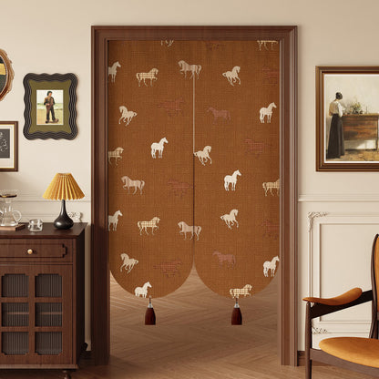 Ownkoti Brown Equestrian Room Divider Door Curtain - 39"W x 55"L - image 0