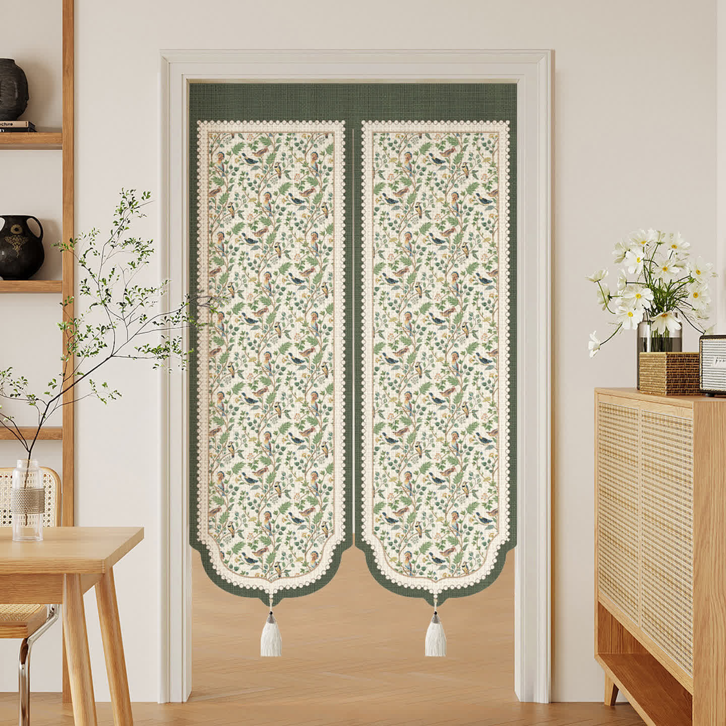 Ownkoti Forest Birds & Botanical Doorway Curtain - 39"W x 55"L - image 0