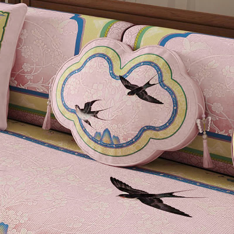 Ownkoti Oriental Lotus & Bird Print Sofa Protector - image 7