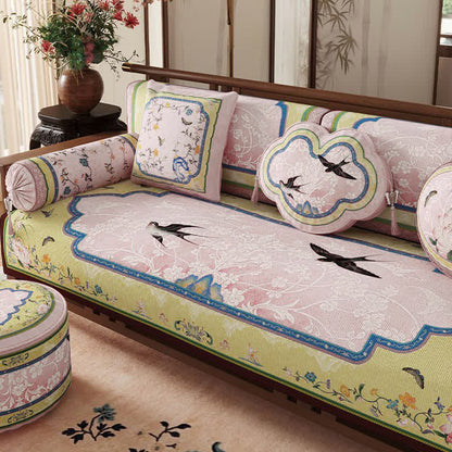 Ownkoti Oriental Lotus & Bird Print Sofa Protector - image 3