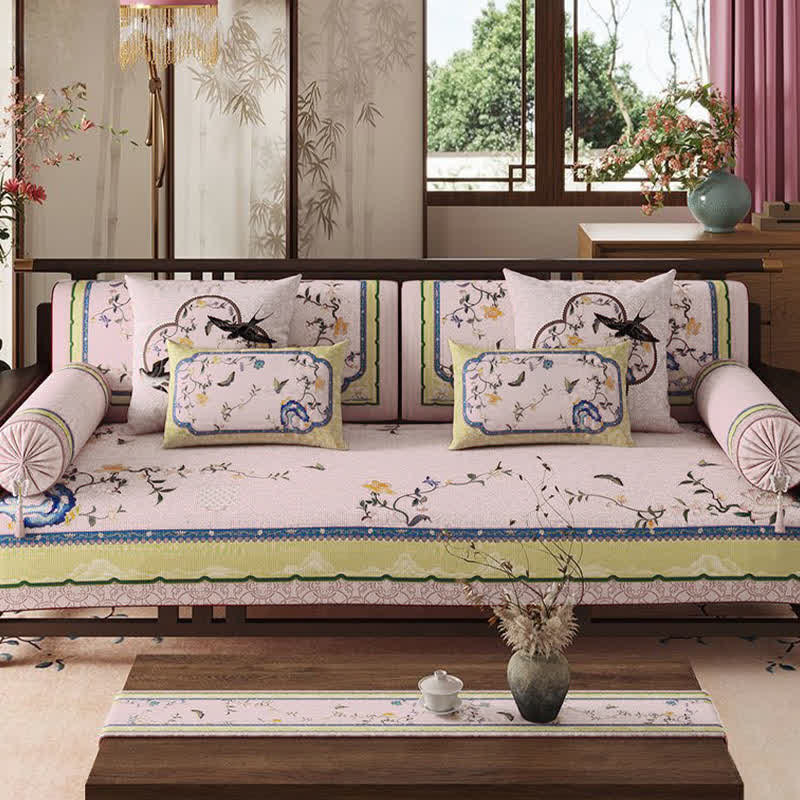 Ownkoti Oriental Butterfly & Branch Print Sofa Protector - image 2