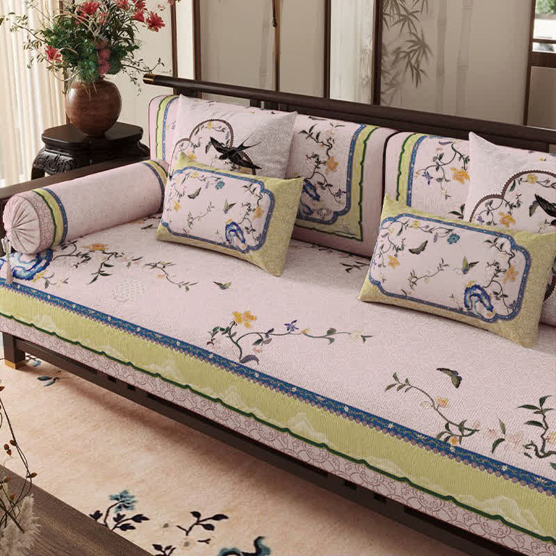 Ownkoti Oriental Butterfly & Branch Print Sofa Protector - image 1