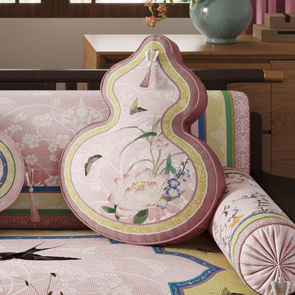 Ownkoti Oriental Butterfly & Branch Print Sofa Protector - Pink - Gourd-shaped Throw Pillow-A - 16" x 20" - image 6