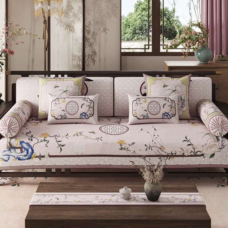 Ownkoti Vintage Oriental Lotus Flower Sofa Protector - image 2