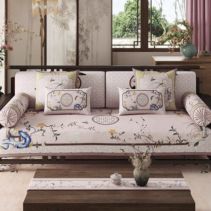 Ownkoti Vintage Oriental Lotus Flower Sofa Protector - image 2