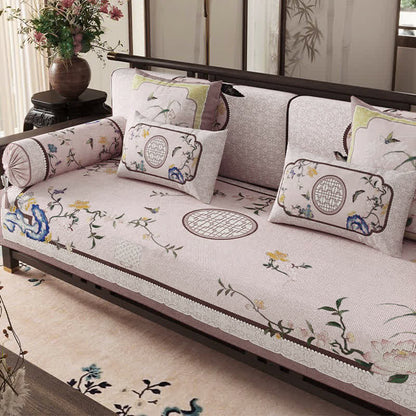 Ownkoti Vintage Oriental Lotus Flower Sofa Protector - image 1