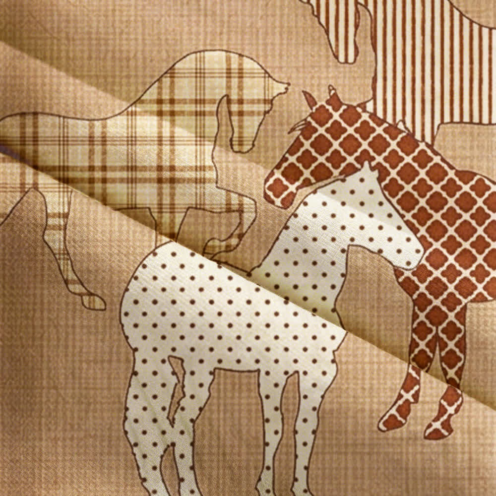 Ownkoti  Retro Horse Pattern Linen Doorway Curtain  - image 3