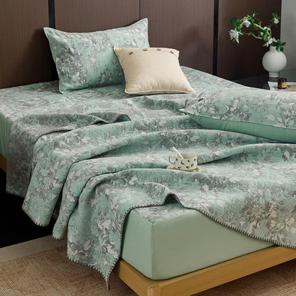 Ownkoti Vintage Floral Three-Layer Cotton Gauze Quilt - Green - King - image 12