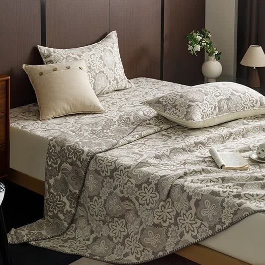 Ownkoti Farmhouse Floral Three-Layer Cotton Gauze Quilt - Beige - King - image 0