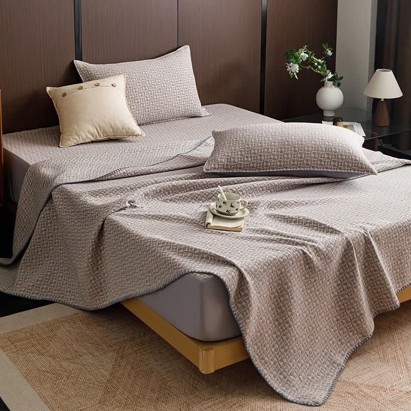 Ownkoti Neutral Geometric 3-Layer Cotton Gauze Quilt - image 6