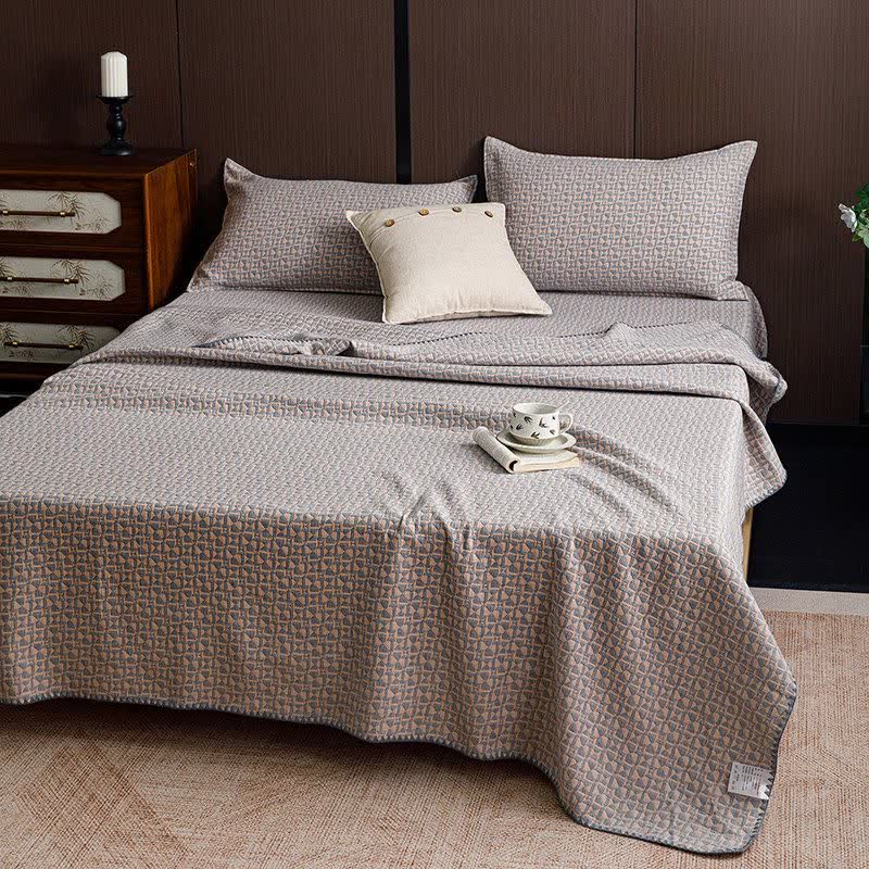 Ownkoti Neutral Geometric 3-Layer Cotton Gauze Quilt - Orange - King - image 5