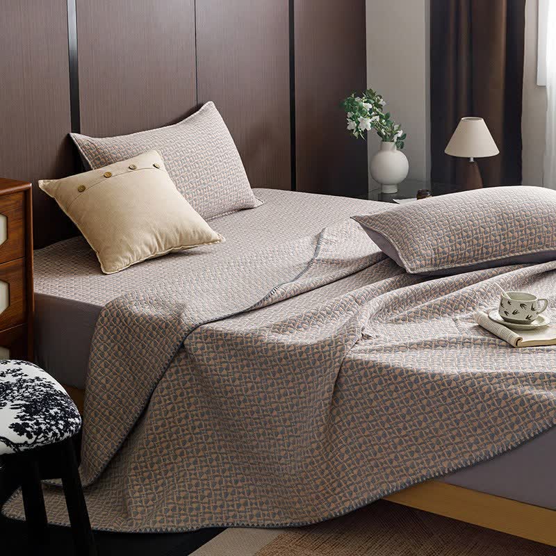 Ownkoti Neutral Geometric 3-Layer Cotton Gauze Quilt - image 7