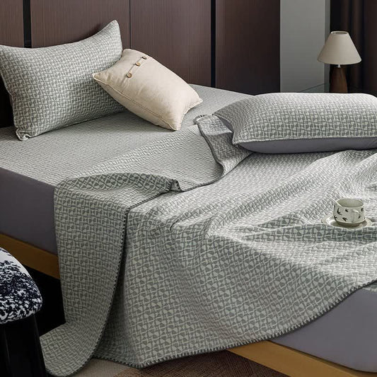 Ownkoti Neutral Geometric 3-Layer Cotton Gauze Quilt - image 0