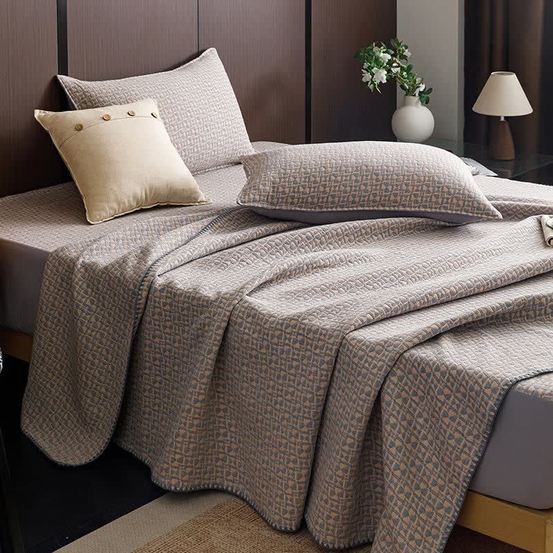 Ownkoti Neutral Geometric 3-Layer Cotton Gauze Quilt - image 4