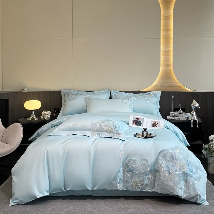 Ownkoti Luxury Peony Embroidered Cotton Bedding Set(4PCS) - image 1