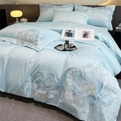 Ownkoti Luxury Peony Embroidered Cotton Bedding Set(4PCS) - image 3