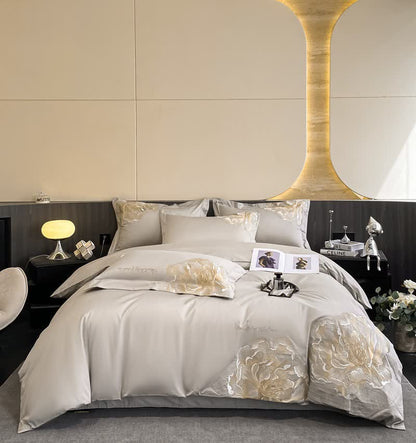 Ownkoti Luxury Peony Embroidered Cotton Bedding Set(4PCS) - image 5