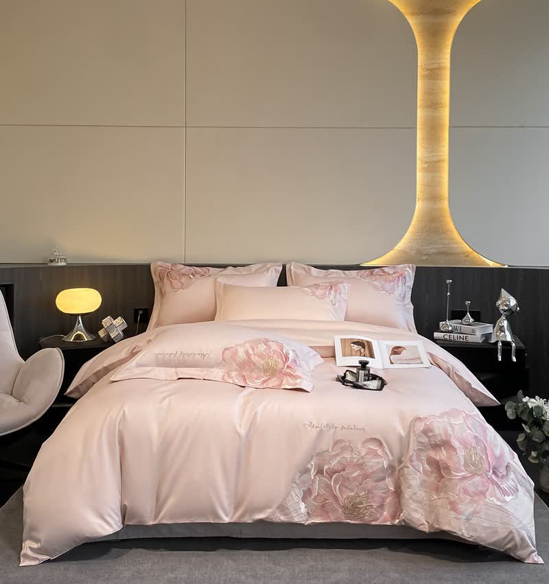 Ownkoti Luxury Peony Embroidered Cotton Bedding Set(4PCS) - image 12