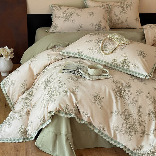 Ownkoti Romantic Garden Cotton Duvet Cover Set - Green - Bedding Set - King - image 0