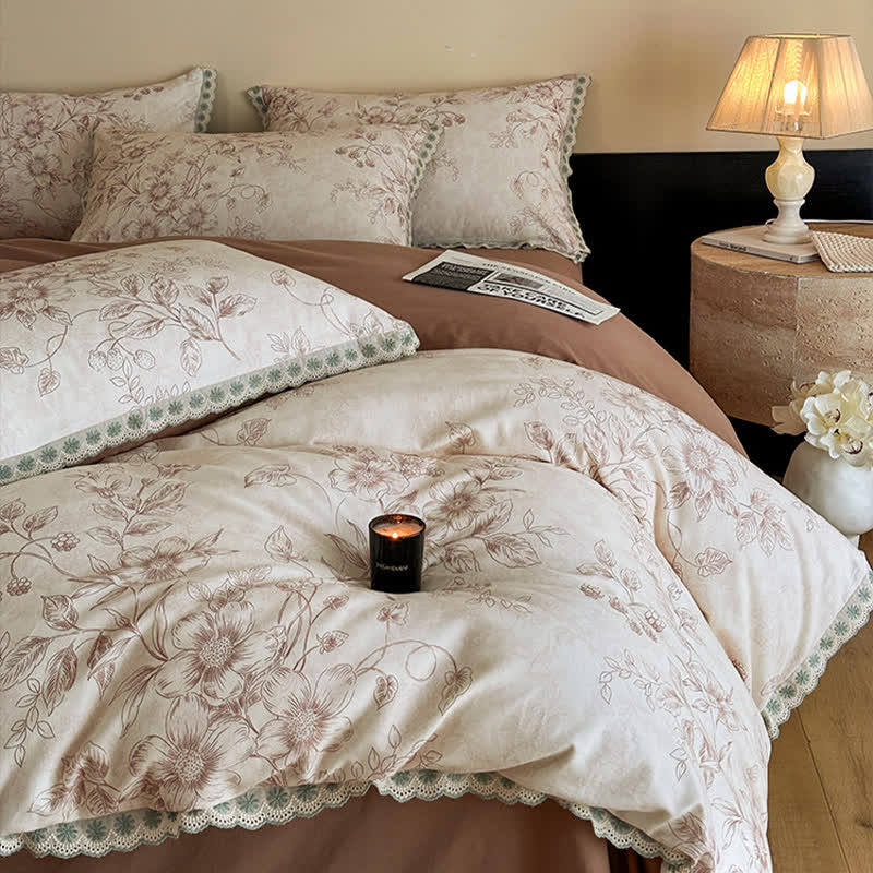 Ownkoti Botanical Bedding With Scalloped Lace Edging - image 5