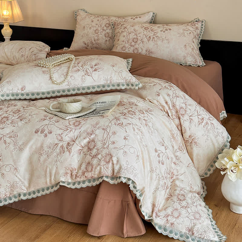 Ownkoti Botanical Bedding With Scalloped Lace Edging - image 4