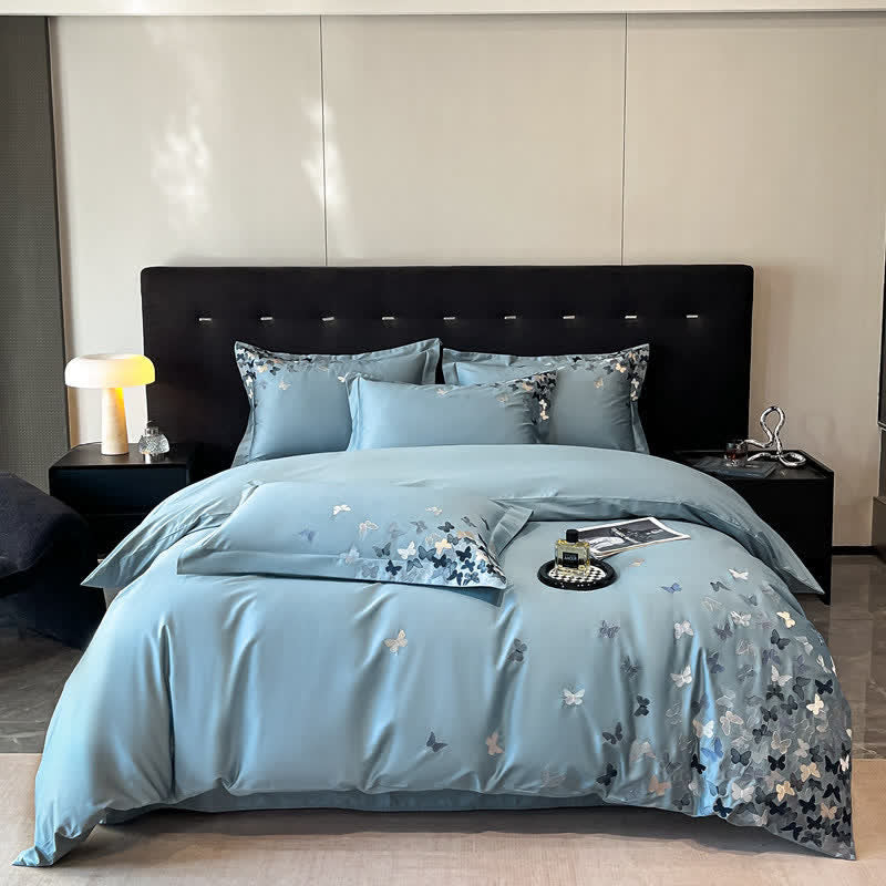 Ownkoti Butterfly Embroidered Pure Cotton Bedding Set(4PCS) - image 1