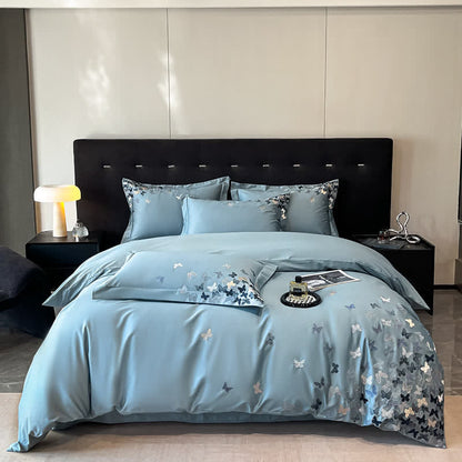 Ownkoti Butterfly Embroidered Pure Cotton Bedding Set(4PCS) - image 1