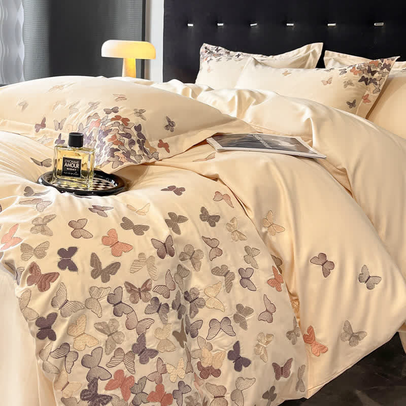 Ownkoti Butterfly Embroidered Pure Cotton Bedding Set(4PCS) - image 11