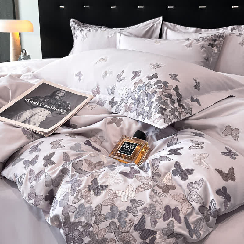 Ownkoti Butterfly Embroidered Pure Cotton Bedding Set(4PCS) - image 21