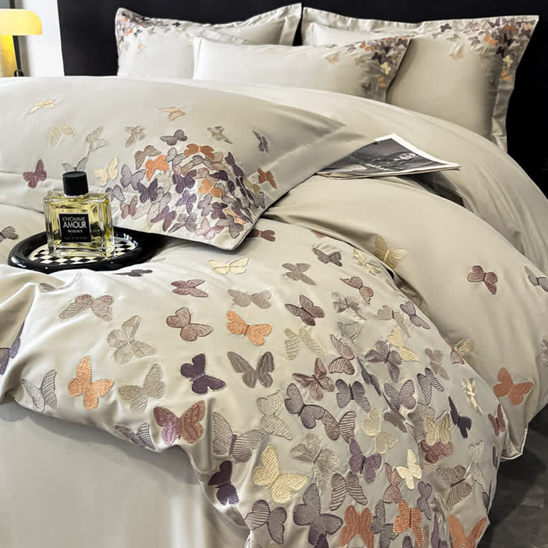 Ownkoti Butterfly Embroidered Pure Cotton Bedding Set(4PCS) - image 4